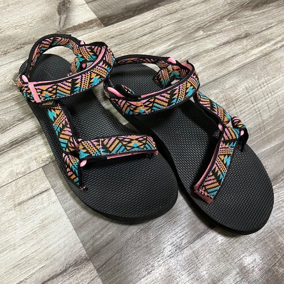 Teva Original Universal Hiking Sandals Aztec Black Multi Women’s Size 9 - Picture 4 of 10